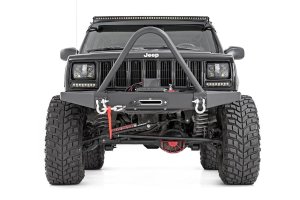 Jeep Cherokee Front Winch Bumper - Rough Country - High-tensile Steel with Carbon Black Coating - Black - '85-'01 Jeep Cherokee Front Winch Bumper - Rough Country - High-tensile Steel with Carbon Black Coating - Black - '85-'01
